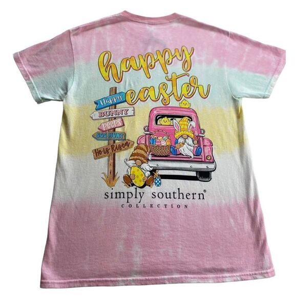 Simply Southern Tops - Simply Southern Juniors MEDIUM Happy Easter Short Sleeve Top